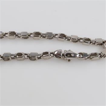 10kt White Gold Block Link Bracelet