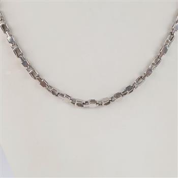 10kt White Gold Block Link Chain Necklace