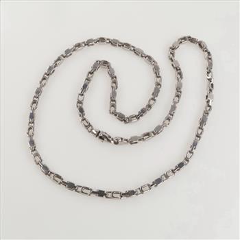 10kt White Gold Block Link Chain Necklace