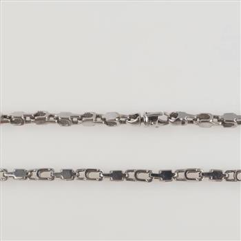 10kt White Gold Block Link Chain Necklace