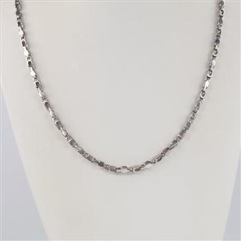 10kt White Gold Block Link Chain Necklace