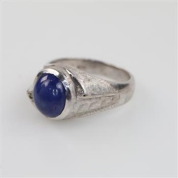10kt White Gold Blue And Clear Stone Ring