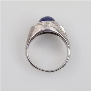 10kt White Gold Blue And Clear Stone Ring