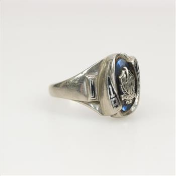 10kt White Gold Blue Stone Class Ring