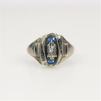 10kt White Gold Blue Stone Class Ring