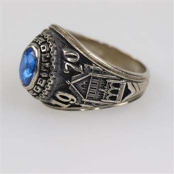 10kt White Gold Blue Stone Class  Ring