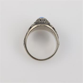 10kt White Gold Blue Stone Class  Ring