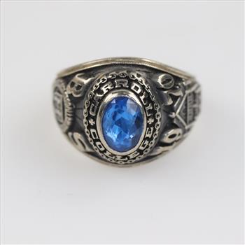 10kt White Gold Blue Stone Class  Ring