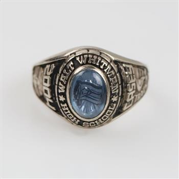 10kt White Gold Blue Stone Class Ring