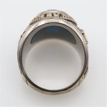 10kt White Gold Blue Stone Class Ring