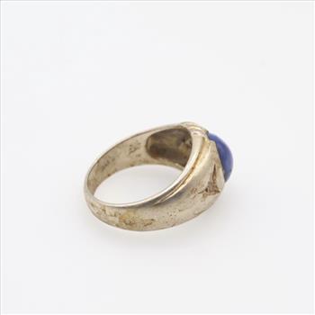 10kt White Gold Blue Stone Diamond Accent Ring