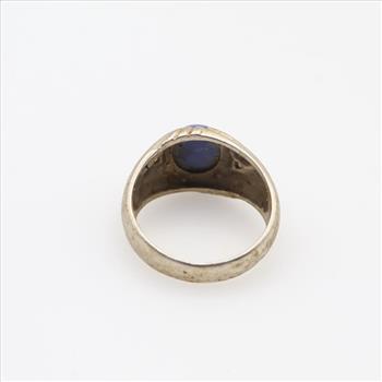 10kt White Gold Blue Stone Diamond Accent Ring