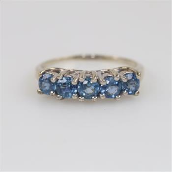 10kt White Gold Blue Stone Ring
