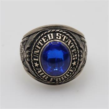 10kt White Gold Blue Stone US Air Force Ring