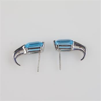 10kt White Gold Blue Topaz Diamond Accent Earrings