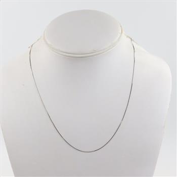 10kt White Gold Box Chain Necklace