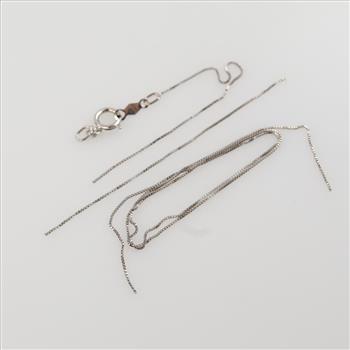 10kt White Gold Box Link Necklace