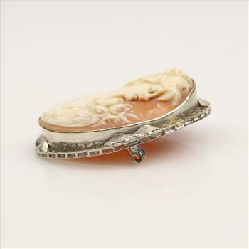 10kt White Gold Cameo Pin