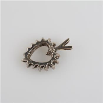 10kt White Gold Clear & Blue Stone Open Heart Pendant