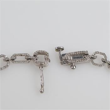 10kt White Gold Clear Stone Accent Bracelet