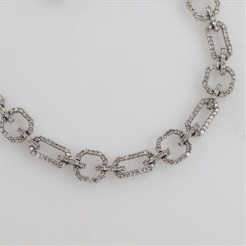 10kt White Gold Clear Stone Accent Bracelet