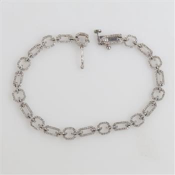 10kt White Gold Clear Stone Accent Bracelet