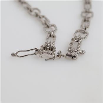 10kt White Gold Clear Stone Accent Bracelet