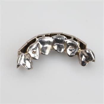 10kt White Gold Clear Stone Dental Grill