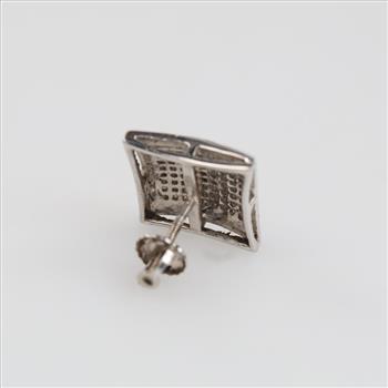 10kt White Gold Clear Stone Earring