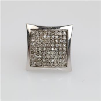 10kt White Gold Clear Stone Earring