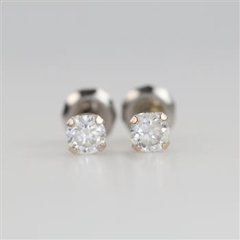 10kt White Gold Clear Stone Earrings
