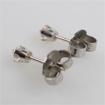 10kt White Gold Clear Stone Earrings