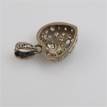 10kt White Gold Clear Stone Heart Pendant
