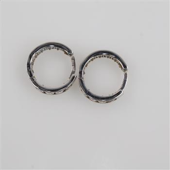 10kt White Gold Clear Stone Huggie Hoop Earrings