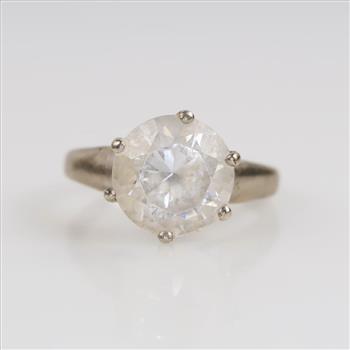 10kt White Gold Clear Stone Ring