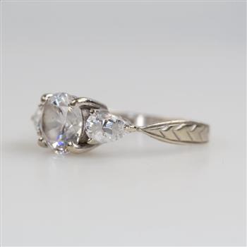 10kt White Gold Clear Stone Ring