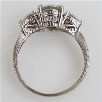 10kt White Gold Clear Stone Ring