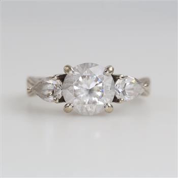 10kt White Gold Clear Stone Ring