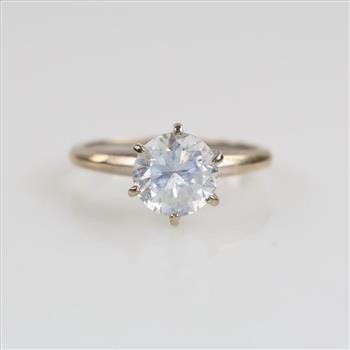 10kt White Gold Clear Stone Ring