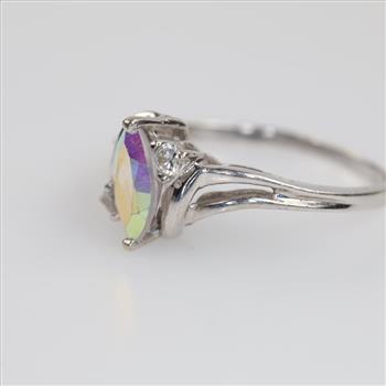 10kt White Gold Clear Stone Ring