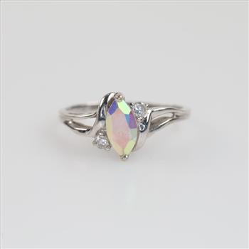 10kt White Gold Clear Stone Ring
