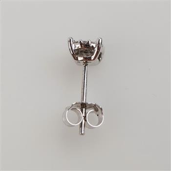 10kt White Gold Clear Stone Square Stud Earring