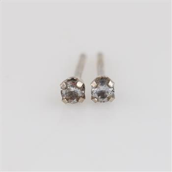 10kt White Gold Clear Stone Stud Earrings