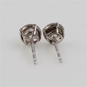 10kt White Gold Clear Stone Stud Earrings