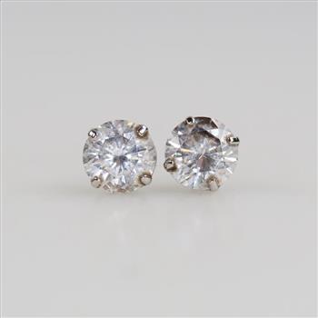 10kt White Gold Clear Stone Stud Earrings