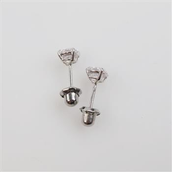 10kt White Gold Clear Stone Stud Earrings