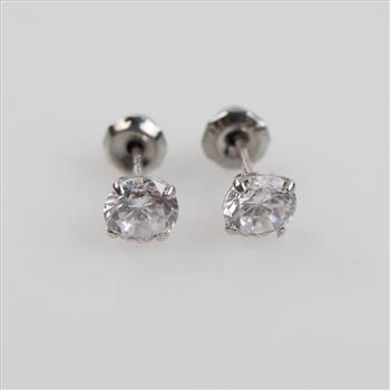 10kt White Gold Clear Stone Stud Earrings