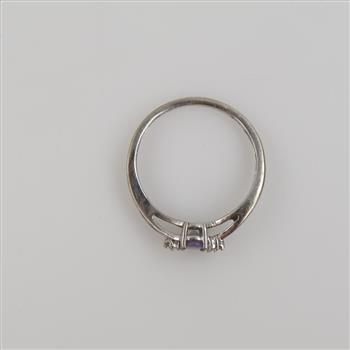 10kt White Gold Diamond Accent And Purple Stone Ring