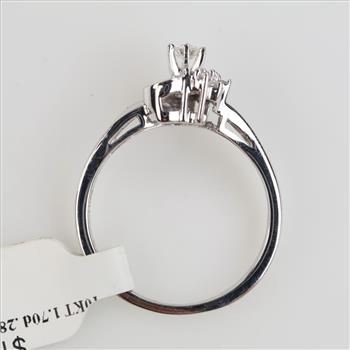 10kt White Gold Diamond And Clear Stone Ring