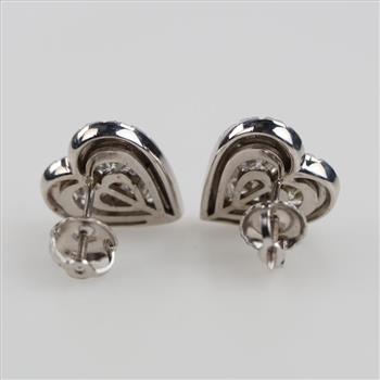 10kt White Gold Diamond And Moissanite Heart Earrings